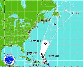 NOAA weather map shows the projected path of Tropical Storm Rafael. NOAA weather map shows the projected path of Tropical Storm Rafael.
